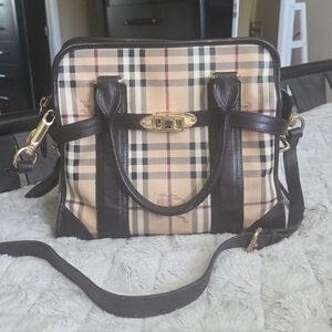 Burberry  Minford Satchel Haymarket Coated Canvas Medium